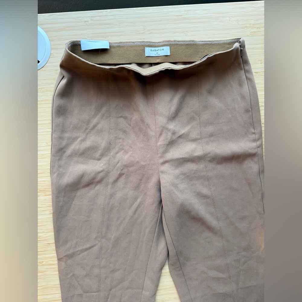 Aritzia Babaton Tan Straight-Leg Tailored Trousers